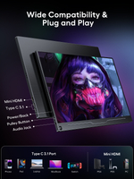 18.5" Портативный монитор с магнитным чехлом Uplays E03 FHD IPS 1920x1080, 120 Гц