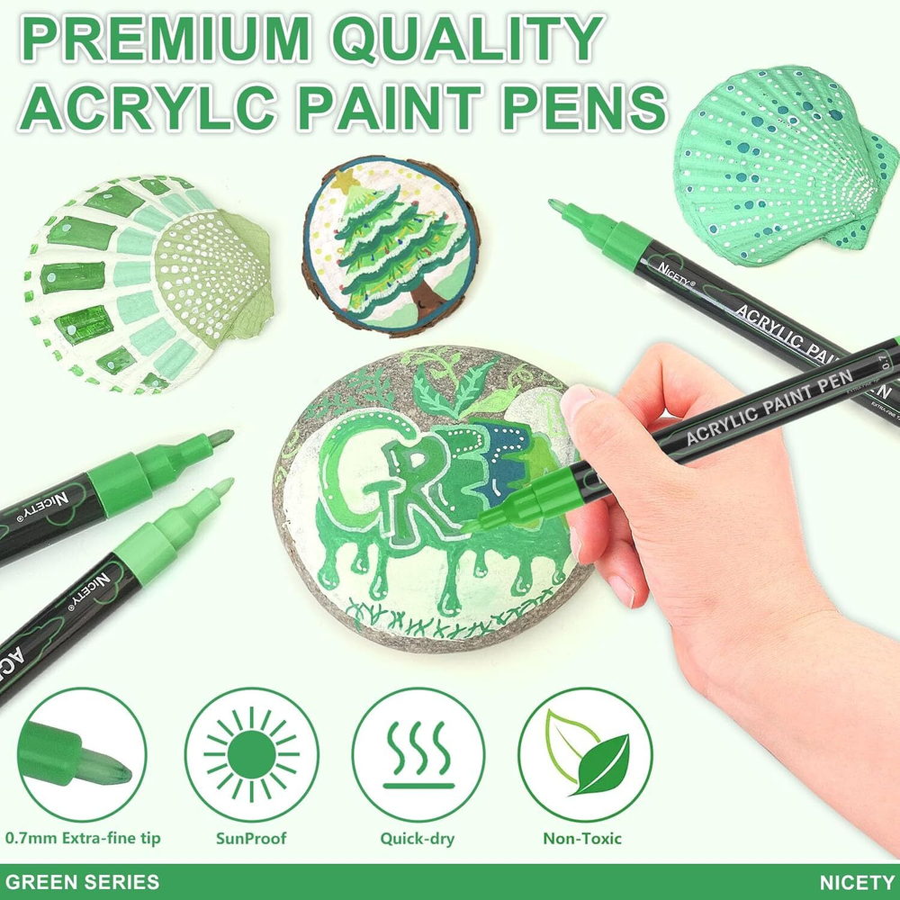 NICETY акриловые маркеры 0,7 мм, 30 шт, Green