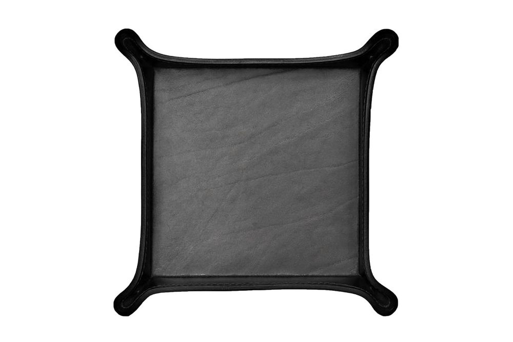 Лоток большой фигурный LUXE из  черной кожи Full Grain  Black