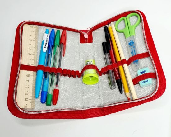 Пенал школьный с наполнением, Мотоциклист