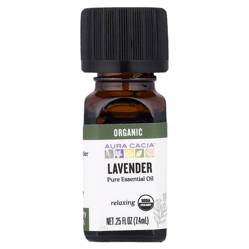 Aura Cacia, Чистое эфирное масло, органическая лаванда, 7,4 мл (0,25 жидк. унц.)