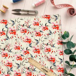 Ткань мембрана яркие оранжевые цветы