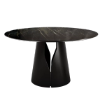 Стол круглый GIO 120, керамика глянцевая, черная