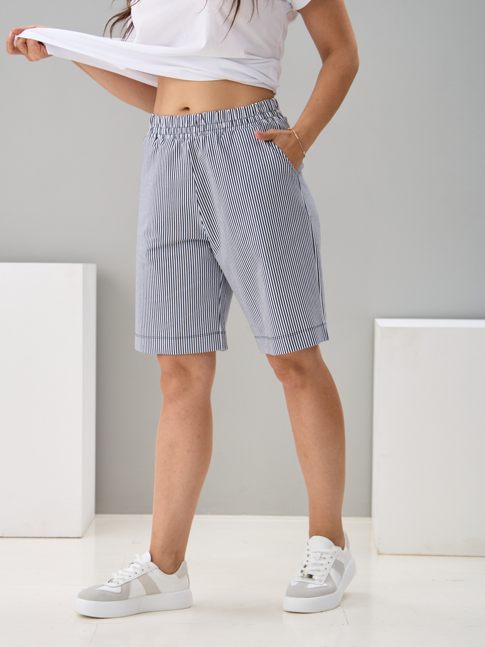 Шорты Н-147/синяяполоса-джинс