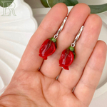 LEFIREL' Серьги серебряные женские "Риса" с цветами из муранского стекла / ювелирные украшения из родированного серебра 925