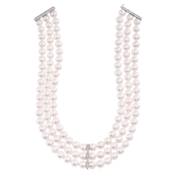 Колье-чокер из Морского Жемчуга Акойя с Бриллиантами, N0156-0-1