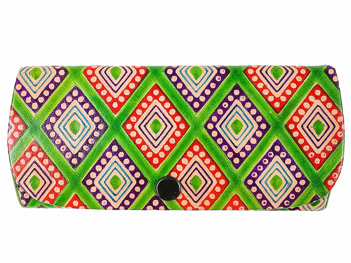 Футляр для очков кожа ручной принт 15x6,5x3,5 см 461748