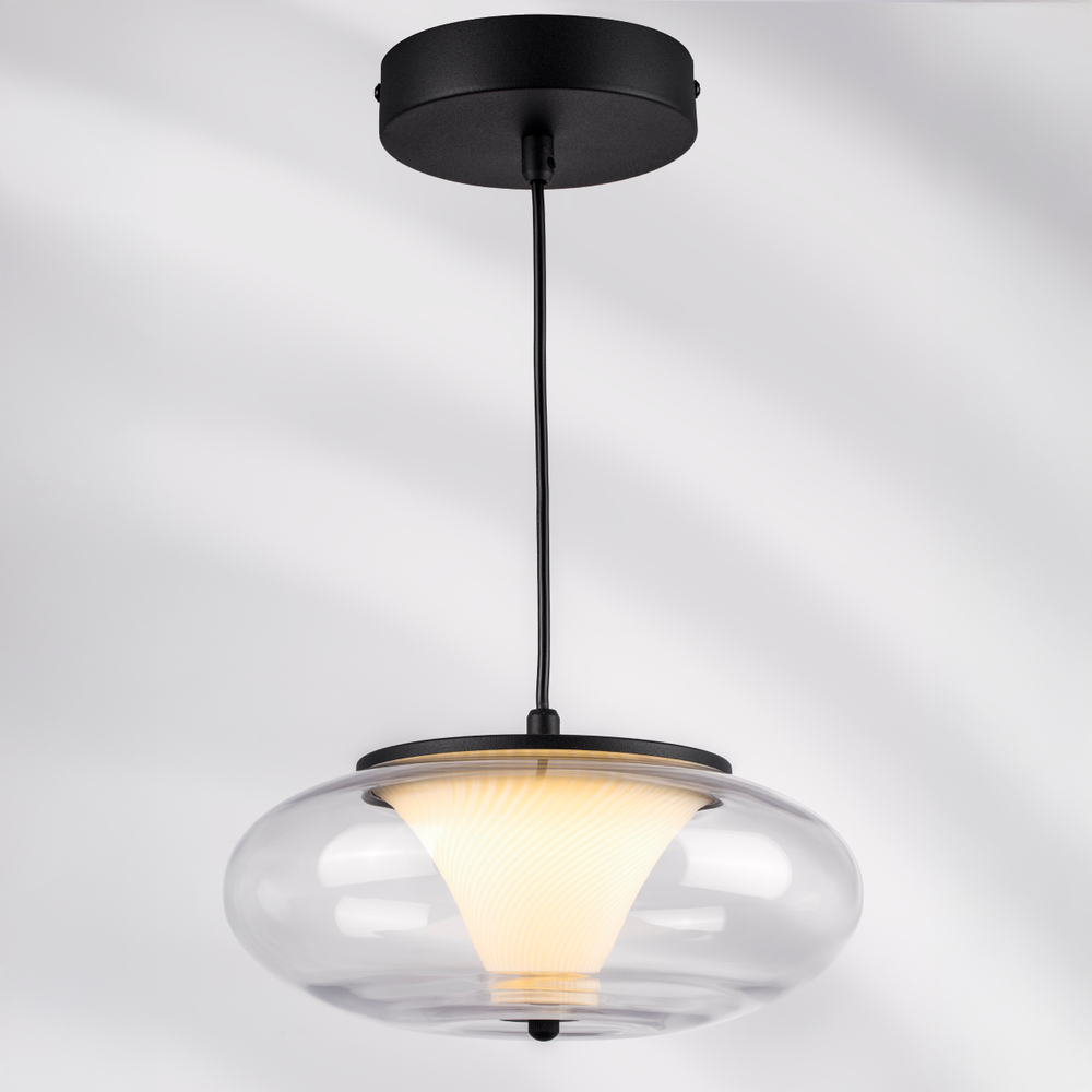 612117 Подвес PALERMO 8W LED 350LM G ЧЕРНЫЙ/ПРОЗРАЧНЫЙ 3000K