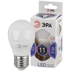 Лампа светодиодная ЭРА STD LED P45-11W-860-E27 11Вт шар холодный дневной свет Е27 | Лампы cветодиодные Шар (G/P)