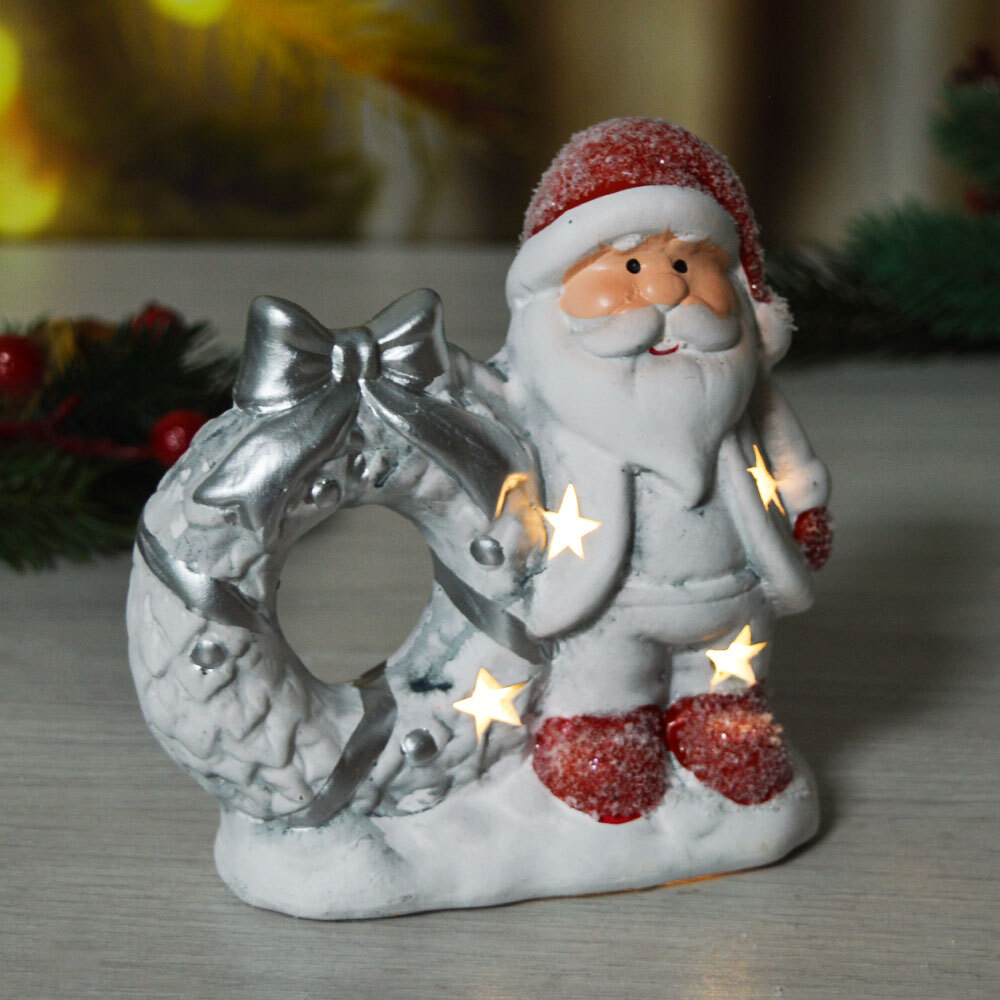 Сувенир новогодний с подсветкой "Дед Мороз" 10*6*12см, батарейки в комплекте