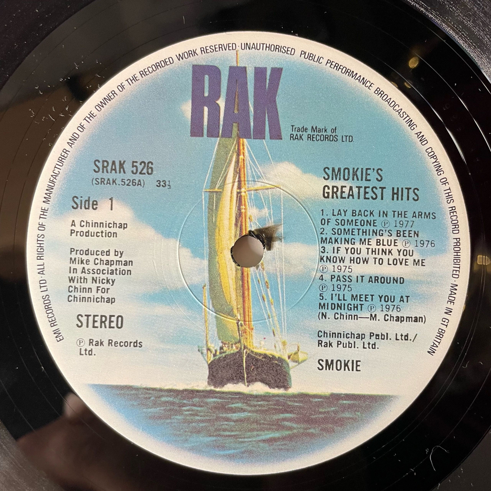Винтажная виниловая пластинка LP Smokie Смоуки, Greatest Hits (Англия 1977)