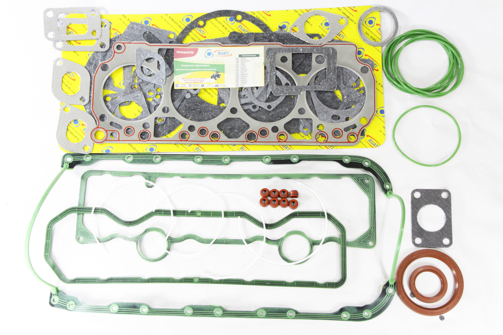 Набор прокладок двигателя МТЗ, ПАЗ, ЗИЛ дв. ММЗ (ММЗ 240, 245) 44 наиминований 66 шт. (прокладки+металл+силикон на каркасе+сальники FPM) Премиум (245-1000001, 243-0000001) "RUATI"