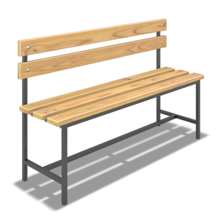 Скамейка для раздевалки жесткая со спинкой (L= 1500mm)