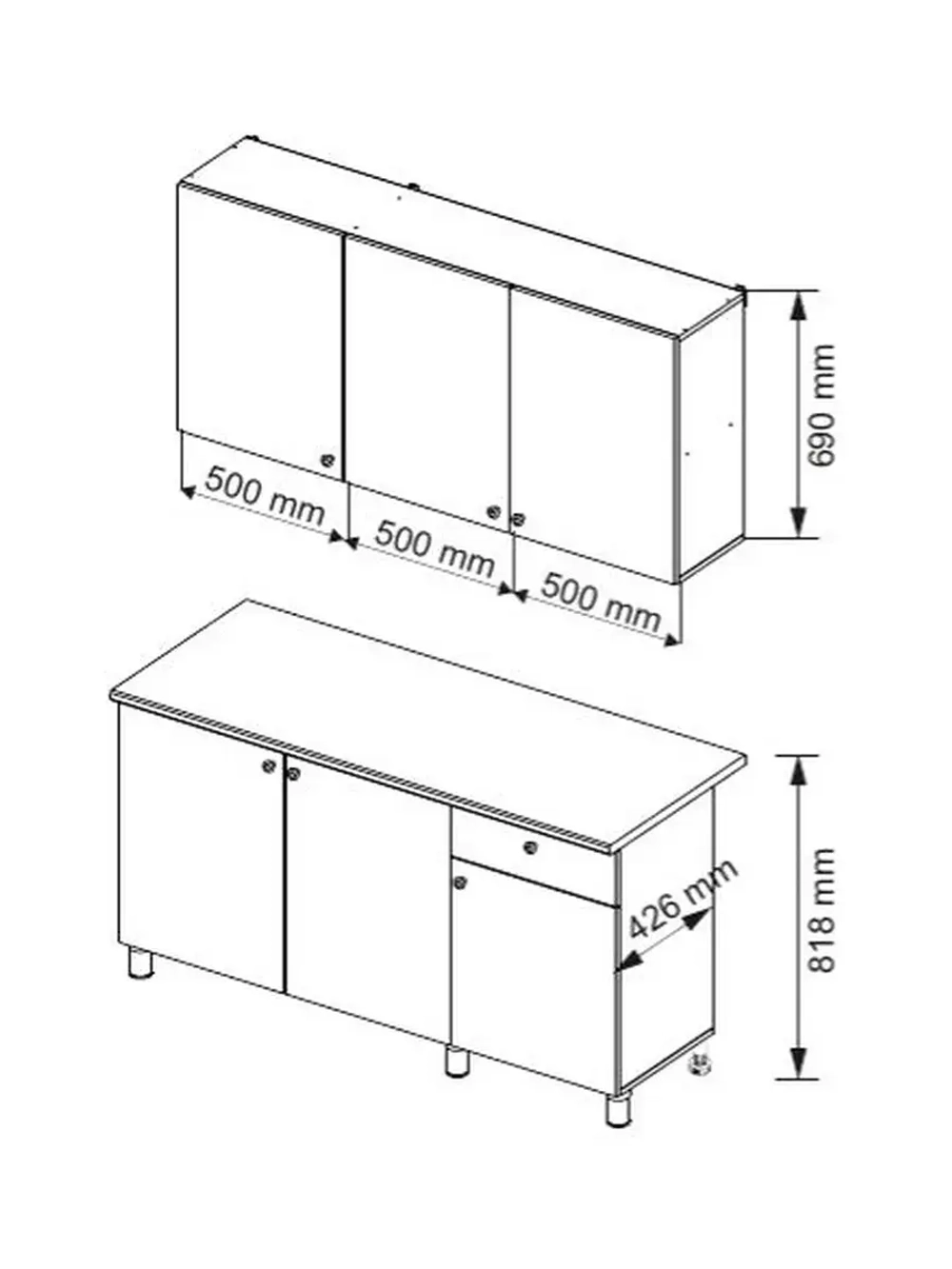 Кухонный гарнитур POINT 150 Золото