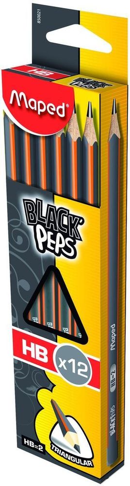 Карандаш ч/г BLACK PEP&#39;S из липы НВ, с ластиком (Мапед)