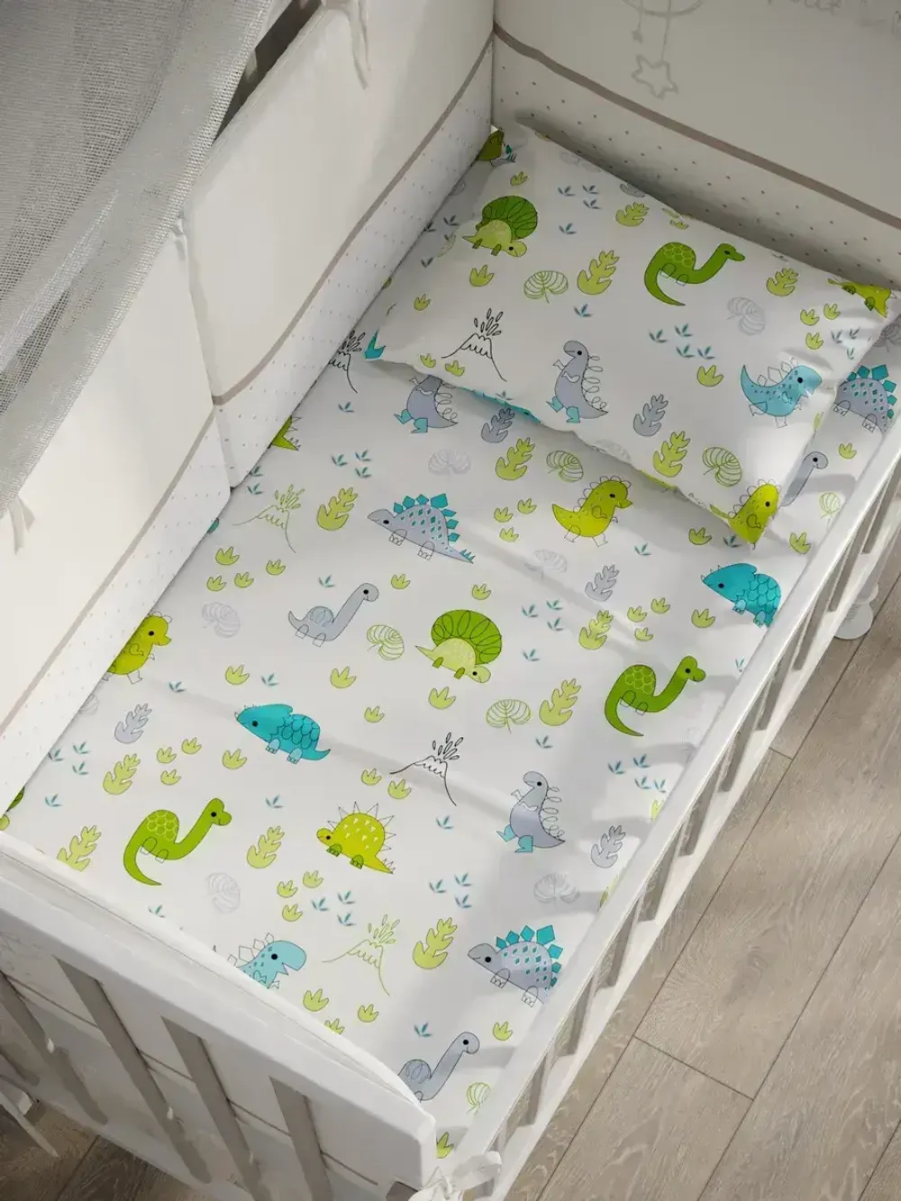 Наволочка комплект 2шт бязь Сказка "Динозаврики" 70x70 см на молнии