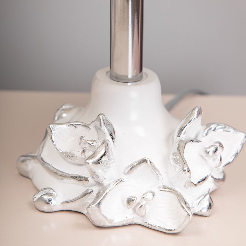 Настольная лампа Орхидея Лайм Белый с абажуром Адель Бланко