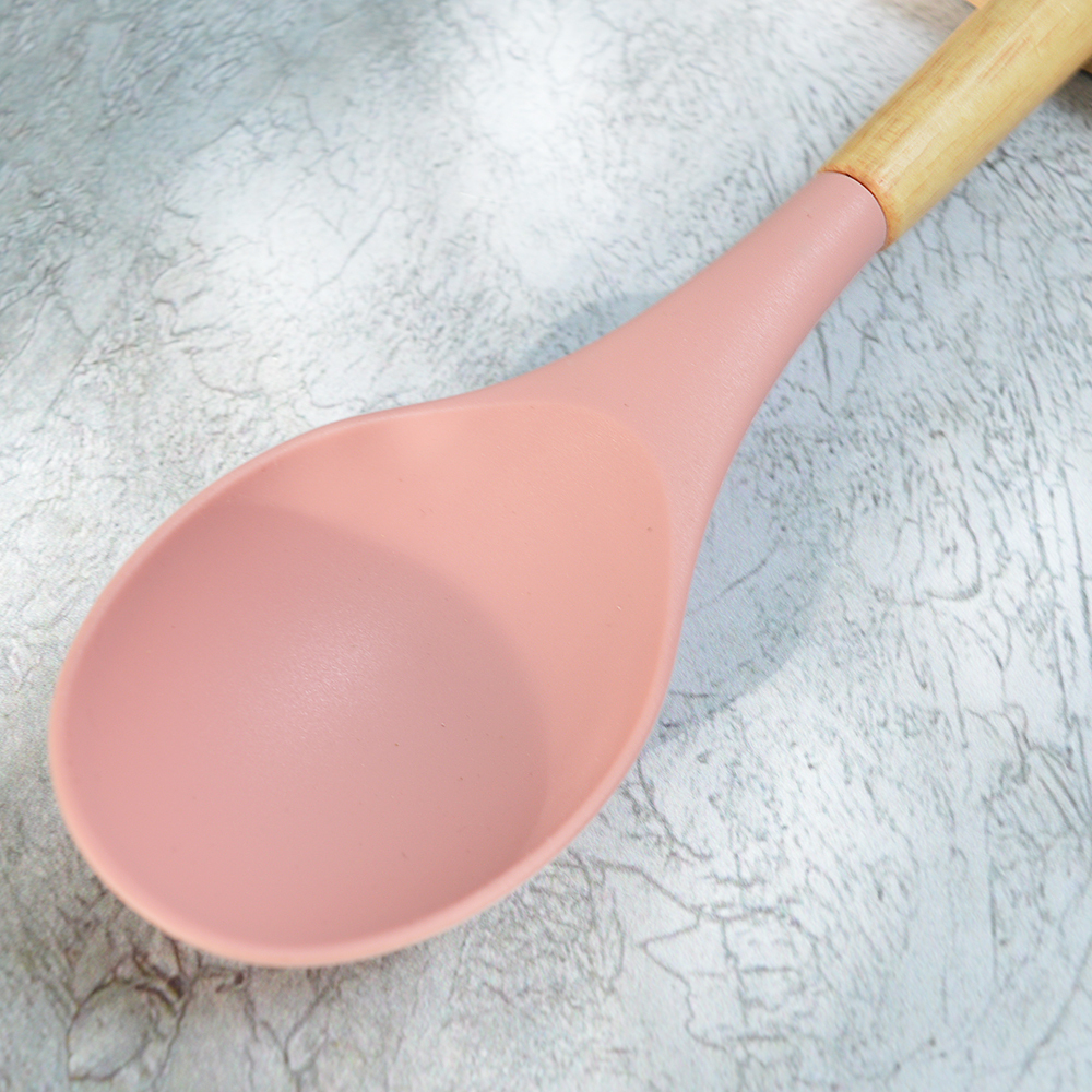 Ложка силиконовая с деревянной ручкой, 31.5*6.2см