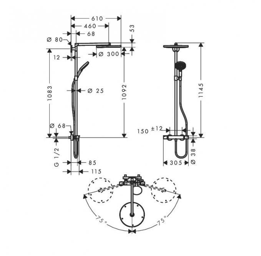 Душевая система Hansgrohe Raindance Select 300 Showerpipe  27114000