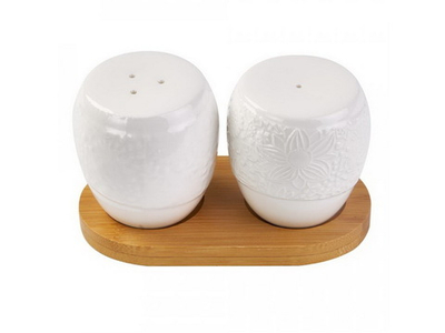 Набор керам д/специй 2пр 14*6,5*13 на бамбук подставке 2640299