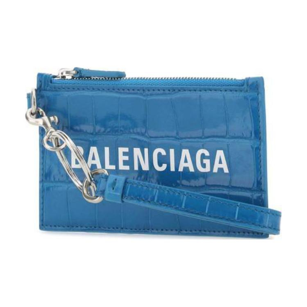 Balenciaga Cow Leather Wallet, Card Holder Unisex Blue