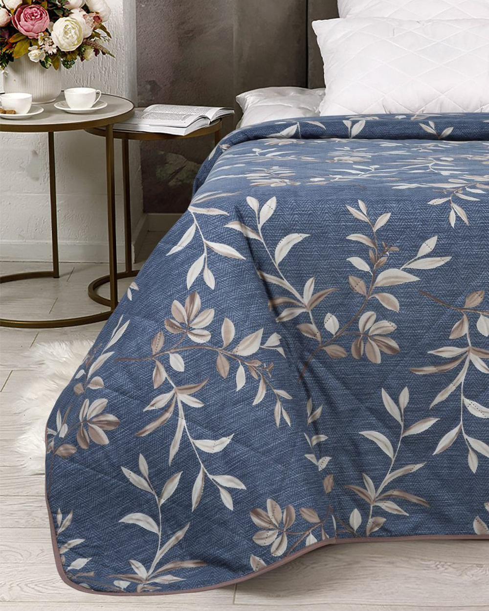 Покрывало на кровать, стеганое, поплин с размерами 215х220