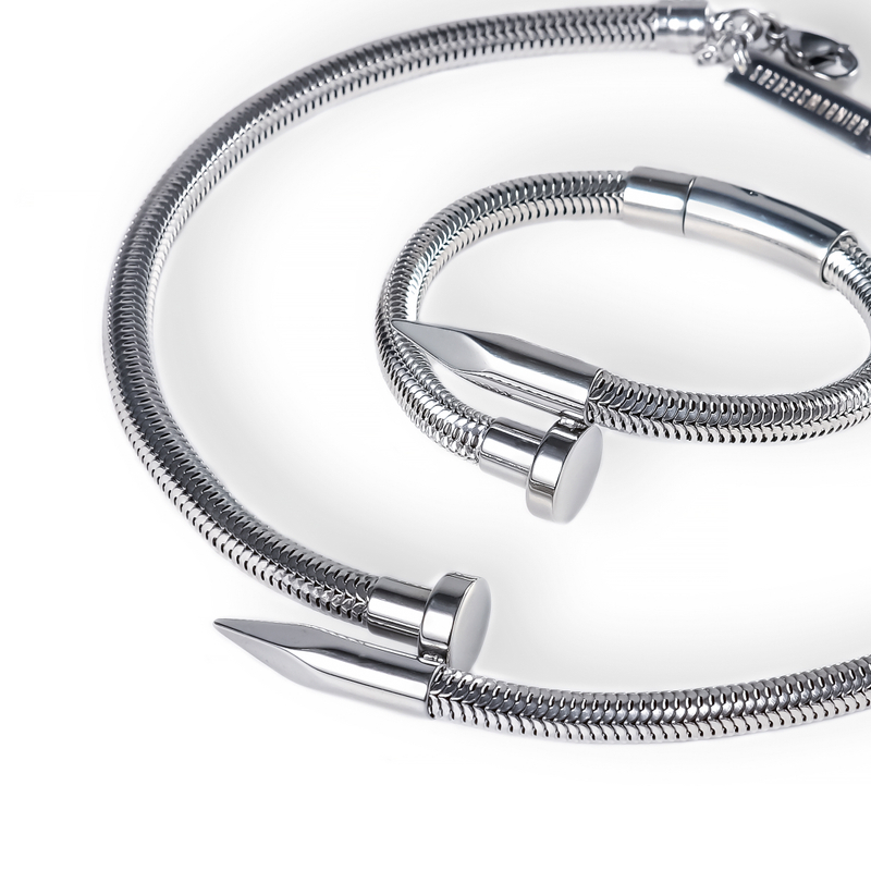 snake nail set silver