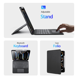 Чехол подставка с клавиатурой (RUS) от Dux Ducis для планшета iPad Pro 13 (2024-), серия DK Series Keyboard, русская клавиатура с подсветкой