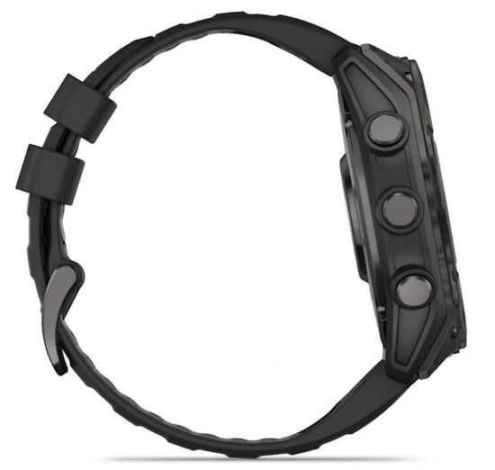 Умные часы Garmin Fenix 8, 51 мм, AMOLED, Sapphire Carbon Gray DLC Titanium with Black/Pebble Gray Silicone band