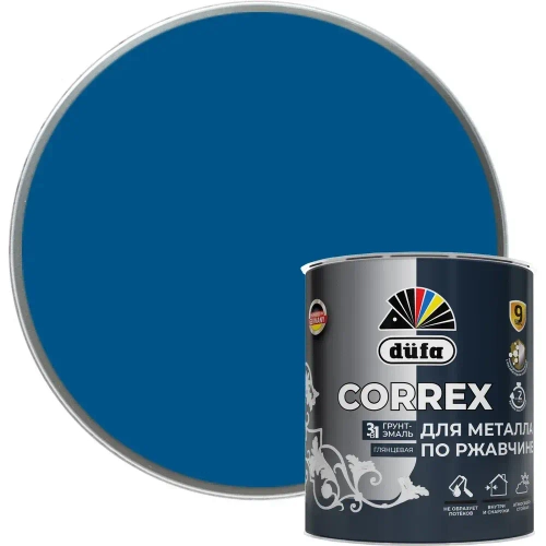 Грунт-эмаль Dufa CORREX 3 в 1 для металла по ржавчине RAL-5005 синий
