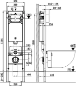 Унитаз с инсталляцией WeltWasser AMBERG 350+SALZBACH 043 GL-BL+AMBERG RD-BL черный/кнопка черная, безободковый, с крышкой микролифт, слив торнадо