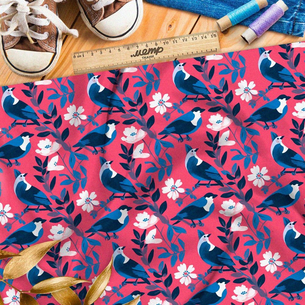 Ткань премиум интерлок цветущий сад