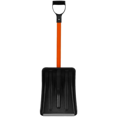 Лопата автомобильная «Авто-Вьюга» неразборная 260х350мм с оцинк. планкой (ковш черный, черенок втор, Vручка Стандарт черн)