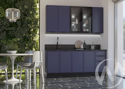 Кухня Николь 2;0/900м (графит/холст сапфировый/кастилло темный)