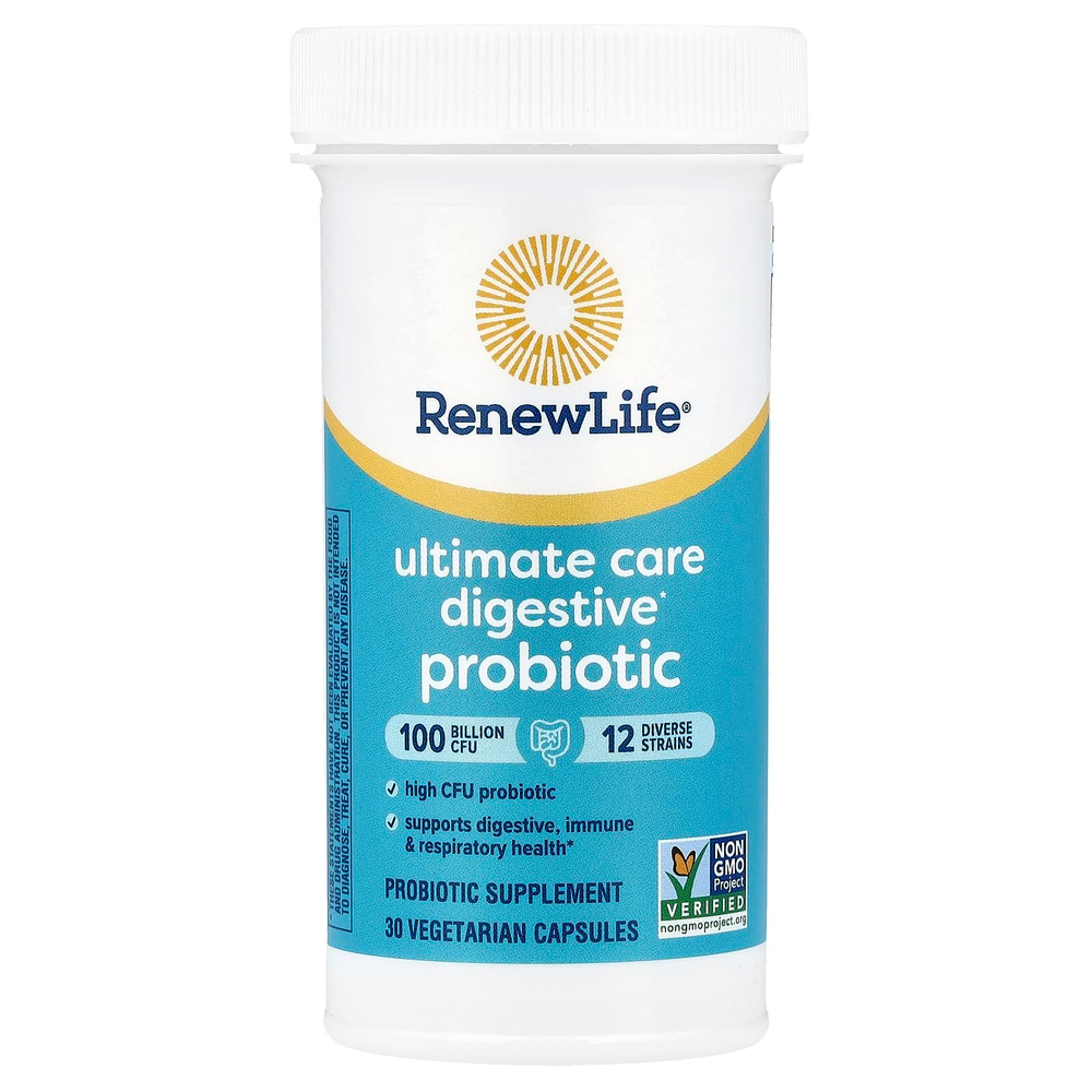 Renew Life, Ultimate Flora, пробиотик Ultimate Care, 100 млрд живых культур, 30 вегетарианских капсул