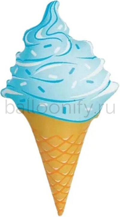 Шар (31''/79 см) Фигура, Мороженое, Вафельный рожок, Голубой, 1 шт.