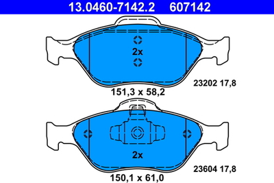 ATE - 13046071422-ATE - Brake Pad Set, disc brake