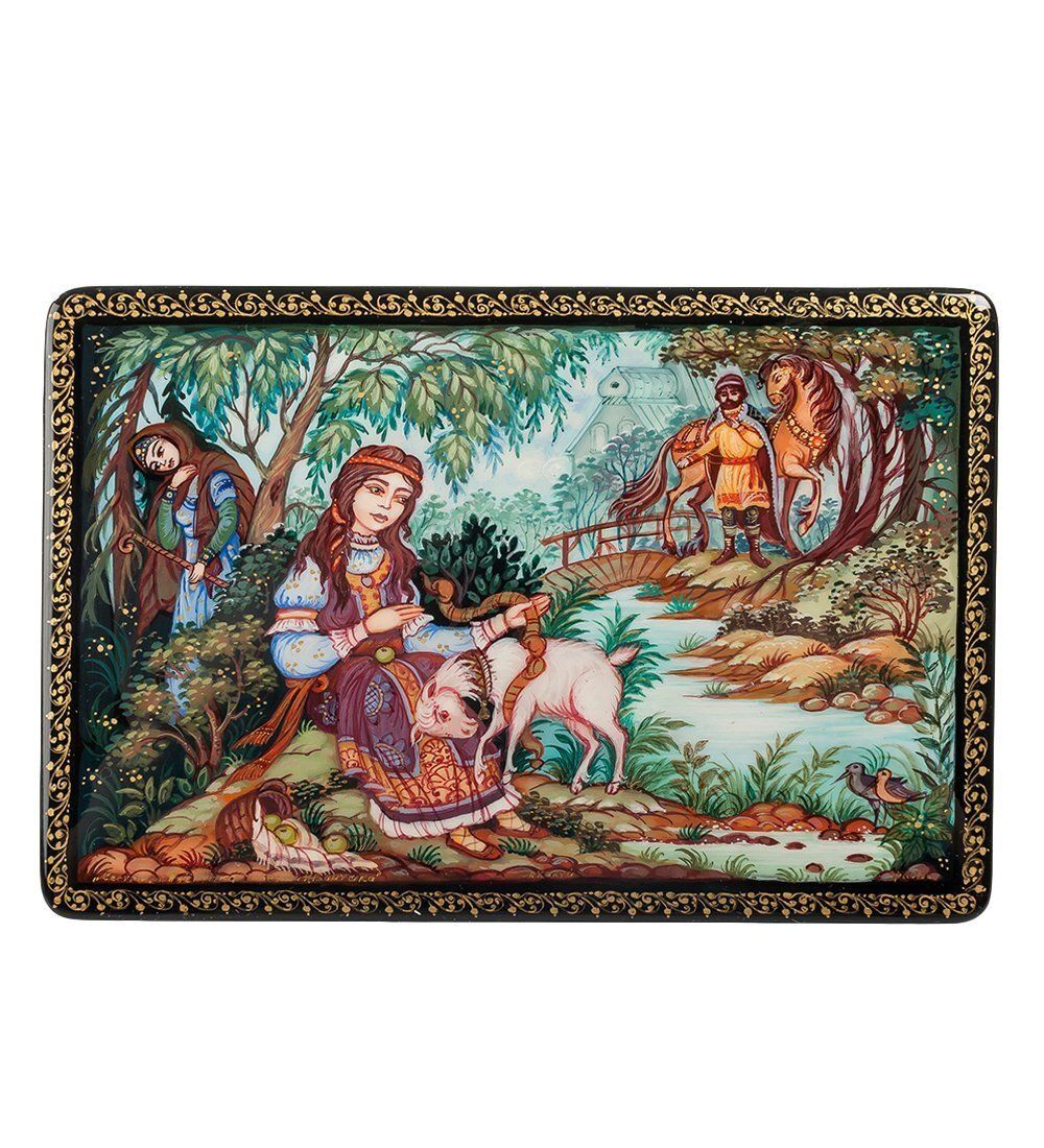 Народные промыслы ШК-45/26 Шкатулка «Сестрица Аленушка и братец Иванушка» исп. Орлова