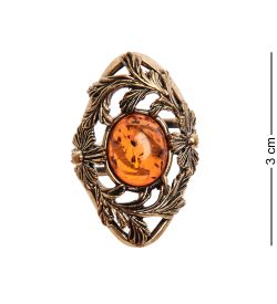 AM-2680 Кольцо «Сад Мажорель» (латунь, янтарь)