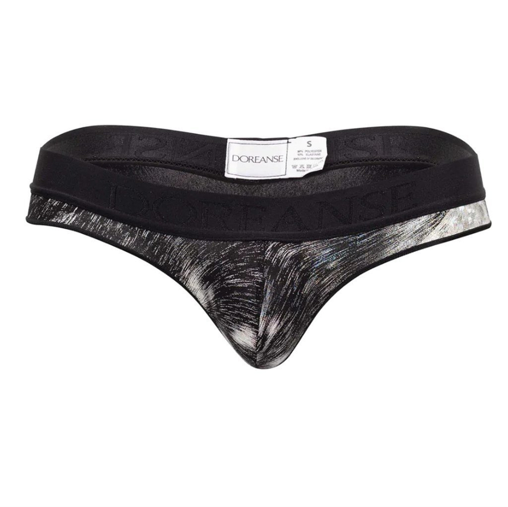 Мужские трусы-стринги с блестящим серебристым напылением Doreanse Nebula (Размер: XL) (Цвет: черный)