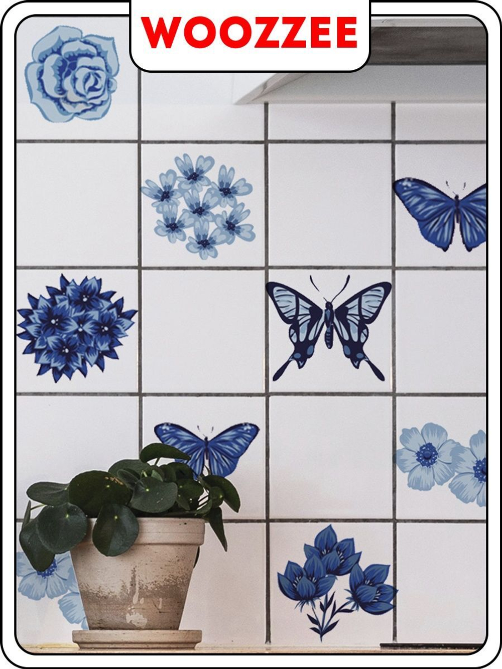 Наклейка декоративная А3 "Цветы и бабочки"