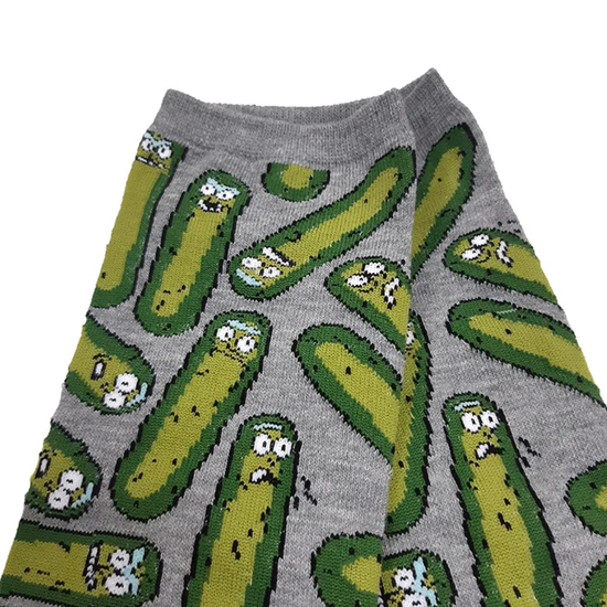 Носки укороченные Рик и Морти "Рик огурчик", р-р 38-44 (серый/зеленый)