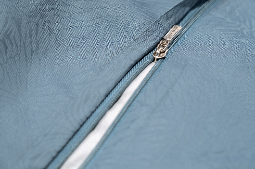 Постельное белье 1.5 спальное Garda Decor Муар сине-зеленое бамбук