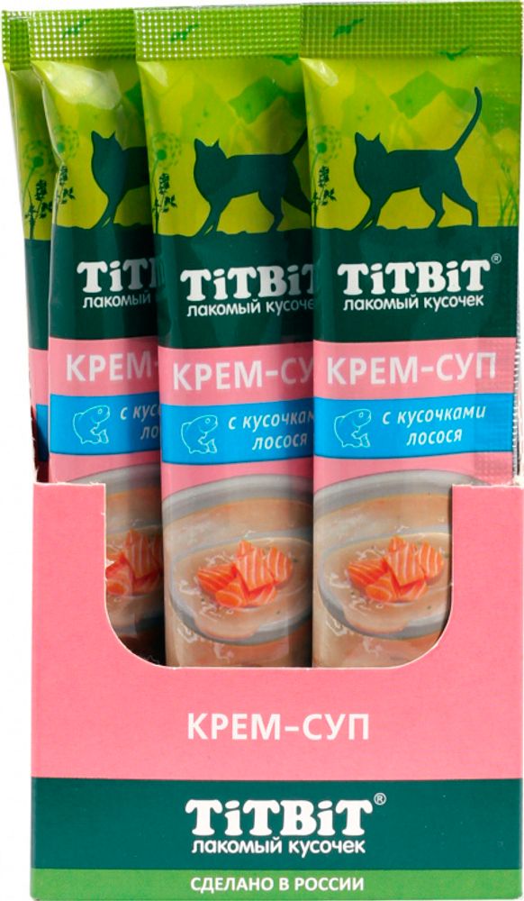 Tit Bit Крем-суп для кошек с кусочками лосося 10 г