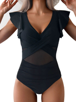 Купальник слитный с воланом женский