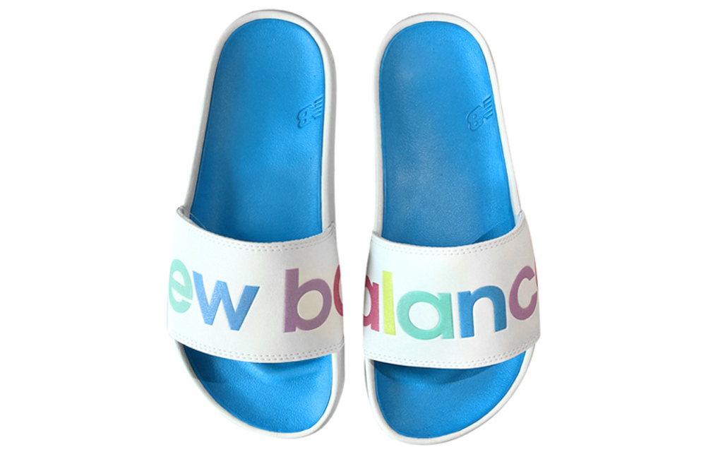 New Balance NB 200 comfortable and versatile non-slip one-word slippers women's white and blue