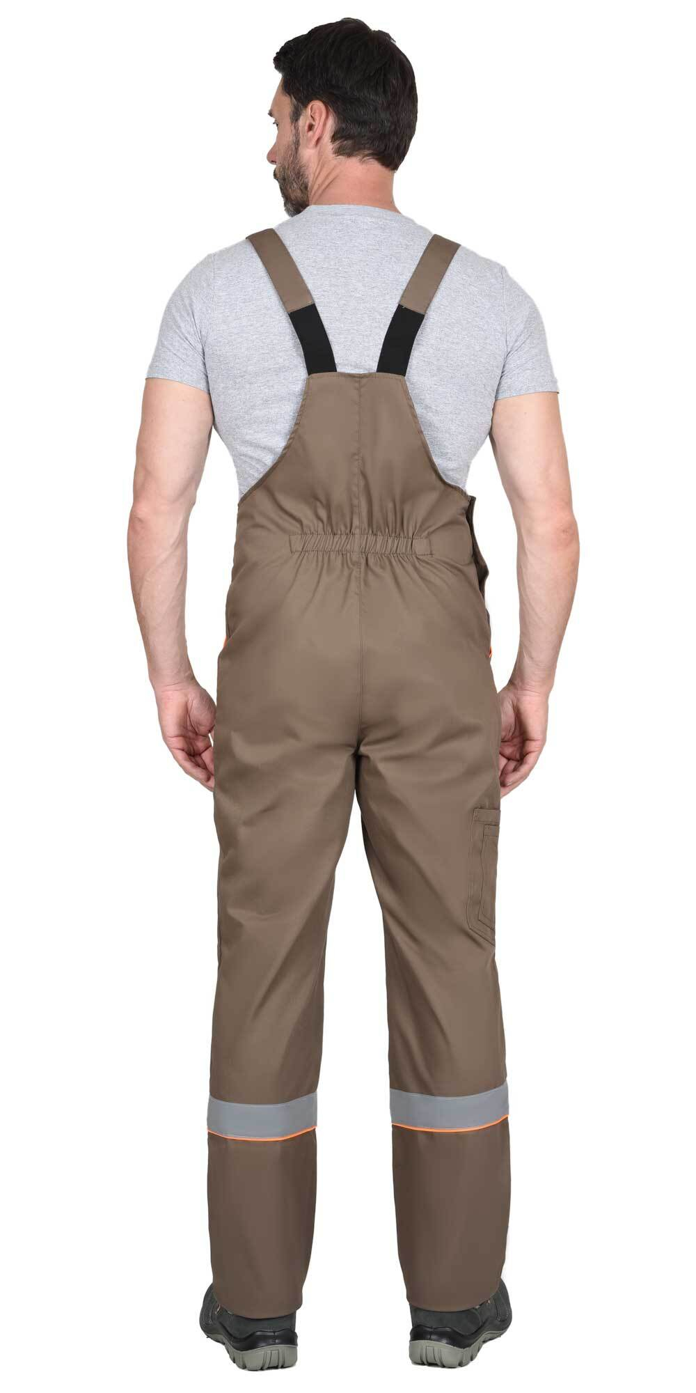 Костюм МАСТЕР летний: куртка, п/к кофейный с тёмно-коричневой отделкой