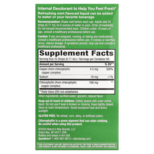 Nature's Way, Chlorofresh®, капли с хлорофиллом, мята, 59 мл (2 жидк. унции)