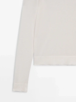 Massimo Dutti Свитер с высоким воротником, натуральный, кремовый