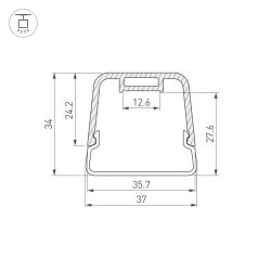 Профиль с экраном LINE-D-3734-2000 TETRA BLACK+OPAL (Arlight, Алюминий) 055072